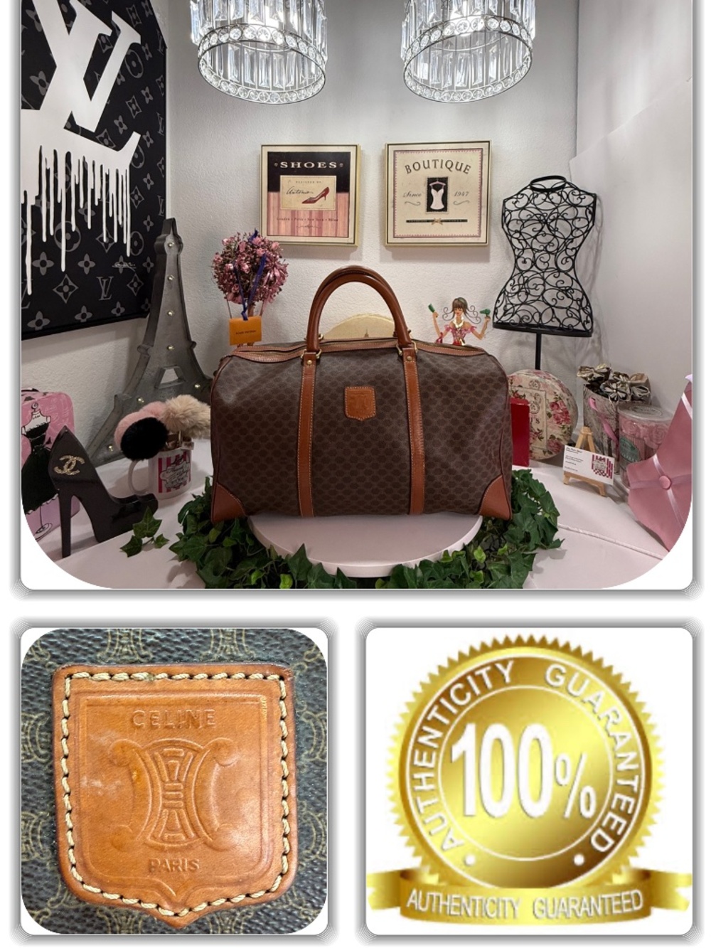 EXQUISITE CELINE MACADAM MONOGRAM EXTRA LARGE DUFFLE CARRY ON BAG! - Picture 1 of 17